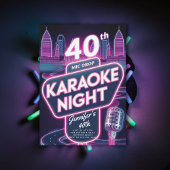 Volwassen Karaoke 90s Neon Pink Glow 40e verjaarda Kaart