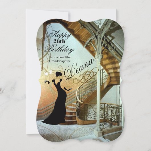 Volwassen kleindochter Verjaardag Art Deco kaart (Voorkant)