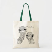 Volwassen kleur Twee struisvogels Mandala Monogram Tote Bag (Voorkant)