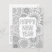 Volwassen kleuren Happy New Year Briefkaart (Voorkant / Achterkant)