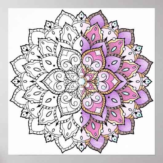 Volwassen kleuren Mandala Poster