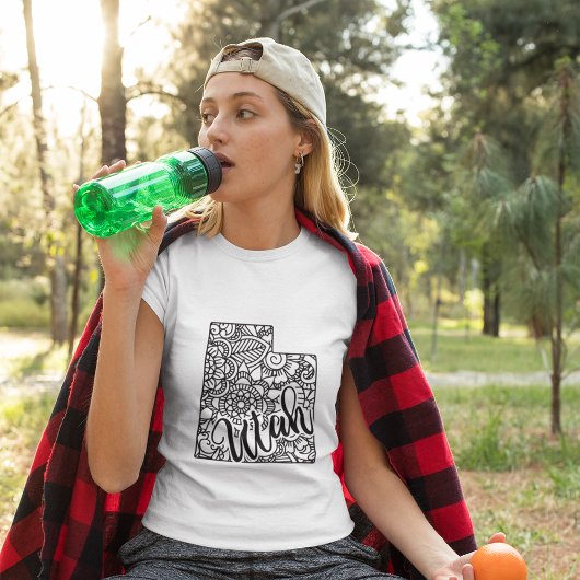 Volwassen Kleuren Utah Line Art Mandala Kaart T-shirt