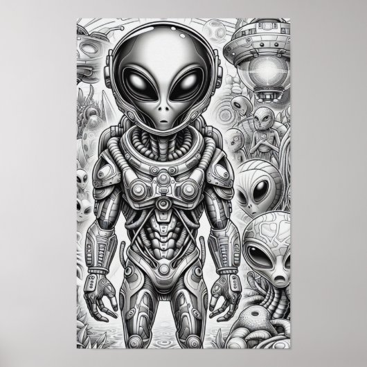 Volwassen Kleurend Alien 3D Poster (Voorkant)