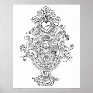 Volwassen kleurendag Poster dode boom