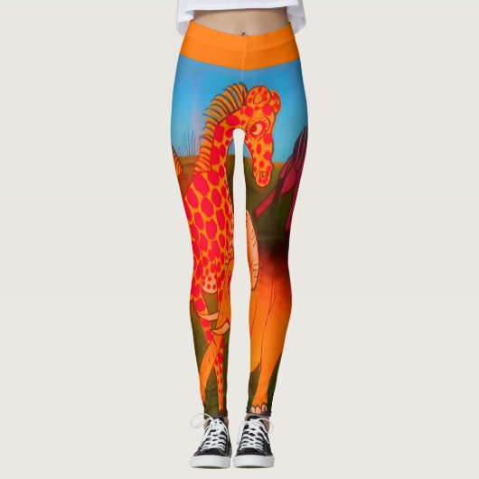 Volwassen kleurige wilde verf leggings (Voorkant)