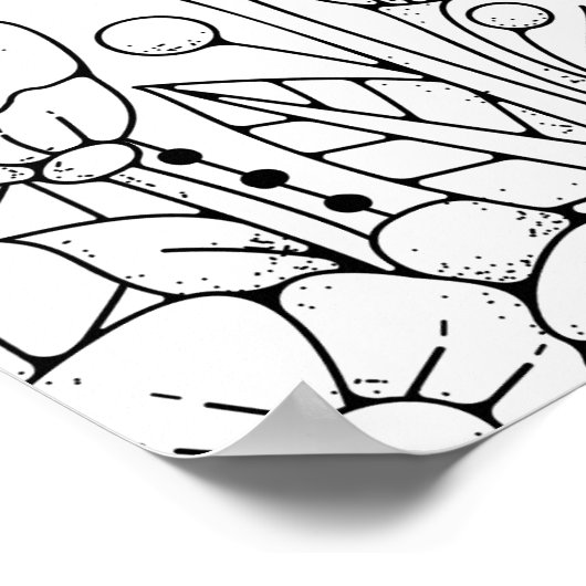 Volwassen kleuring Gestileerde Bloemen 3 Poster (Hoek)