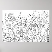 Volwassen kleuring Gestileerde Bloemen 3 Poster (Voorkant)