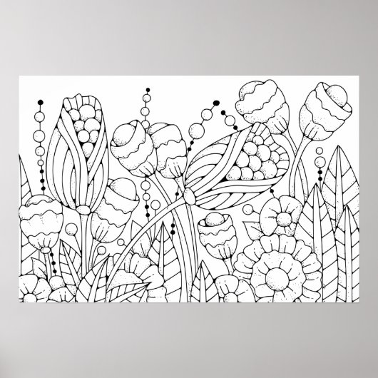 Volwassen kleuring Gestileerde Bloemen 3 Poster (Voorkant)