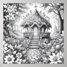 Volwassen Kleurplaten Bloemen Fairy House Bos