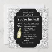 Volwassen Kleurplaten Wijnfeest·Floral Kaart (Voorkant)