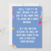 VOLWASSEN LEEFTIJD VERJAARDAG WENSKAART BEDANKKAART (Achterkant)