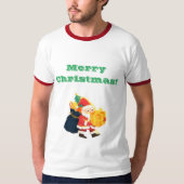 Volwassen M Wit/Rood Kerstwensen Bedrukte Ringer T-shirt (Voorkant)