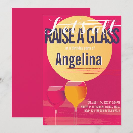 Volwassen minimalistische verjaardagsuitnodiging o kaart (Voorkant / Achterkant)