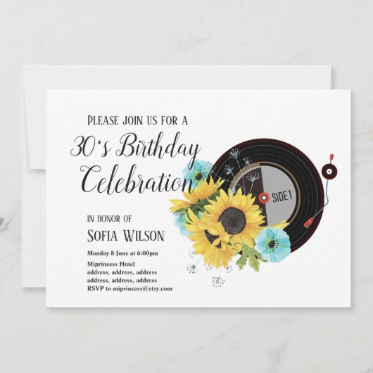 volwassen muziek, uitnodiging verjaardagsfeestje (Voorkant)