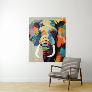 Volwassen olifant popart wandkleed