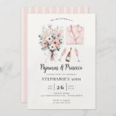 Volwassen PJ Sleepover Pyjama Prosecco 30e Verjaar Kaart (Voorkant / Achterkant)