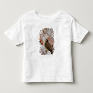 Volwassen Pruikenboompiep op meidoorn met sneeuw, Kinder Shirts