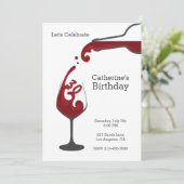 Volwassen rode wijn moderne verjaardagsfeest uitno kaart (Staand voorkant)