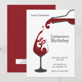 Volwassen rode wijn moderne verjaardagsfeest uitno kaart (Voorkant / Achterkant)