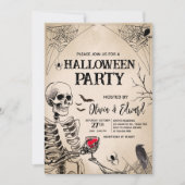 Volwassen Schedel Halloween Uitnodiging (Voorkant)