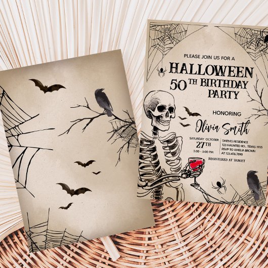  Volwassen Schedel Halloween Verjaardagsfeest Kaart