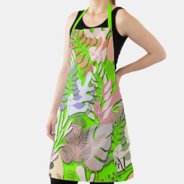Volwassen Schort: Abstracte bladeren (groen) Schort