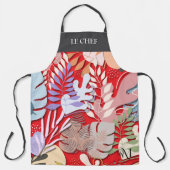 Volwassen Schort: Abstracte bladeren (rood) & Teks Schort (Voorkant)