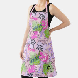 Volwassen Schort: Abstracte bladeren (roze) Schort