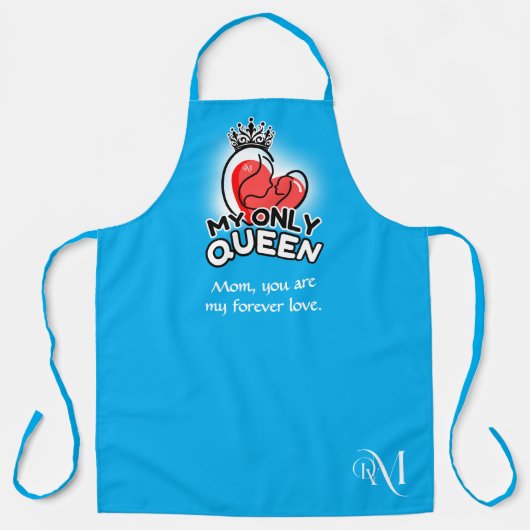 Volwassen Schort: My Only Queen (blauw) Schort (Voorkant)