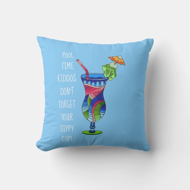 Volwassen Sippy Cup (blauw), Schattige zwembad Buitenkussen (Voorkant)