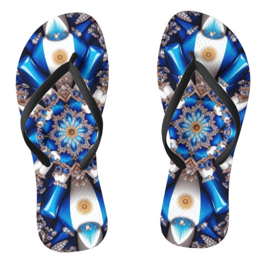 Volwassen slanke bandjes met Argentijnse kleuren Teenslippers (Voetbed)