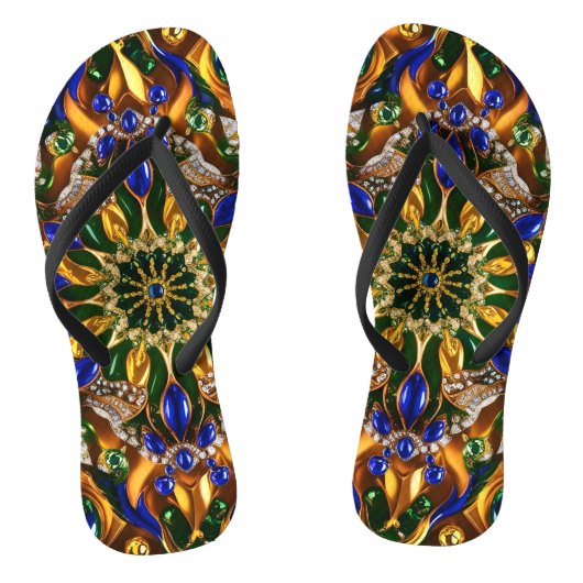 Volwassen slanke bandjes met Brazilië kleuren Teenslippers (Voetbed)