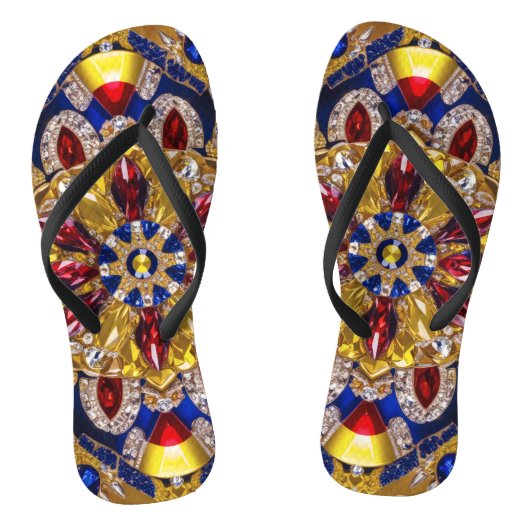 Volwassen slanke bandjes met Colombiaanse kleuren Teenslippers (Voetbed)
