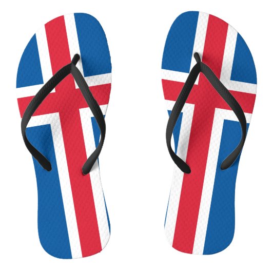 Volwassen slanke bandjes met de vlag van IJsland Teenslippers (Voetbed)