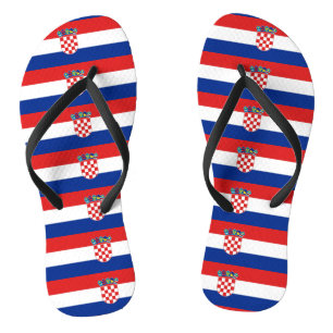 Volwassen slanke bandjes met de vlag van Kroatië Teenslippers