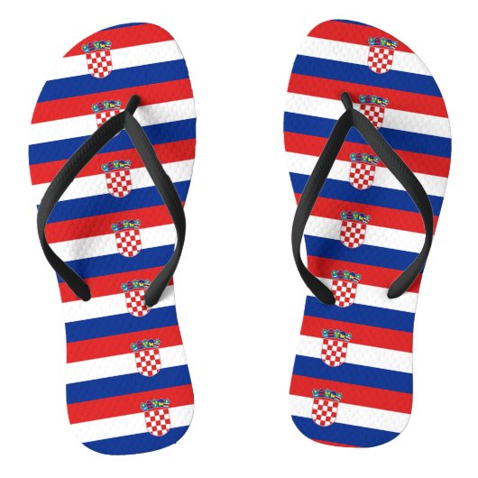 Volwassen slanke bandjes met de vlag van Kroatië Teenslippers (Voetbed)
