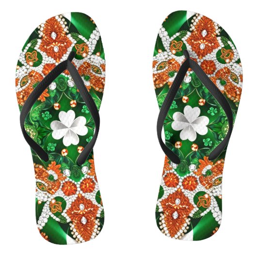 Volwassen slanke bandjes met Ierse kleuren Teenslippers (Voetbed)