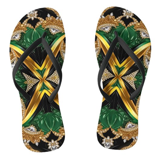 Volwassen slanke bandjes met Jamaicaanse kleuren Teenslippers (Voetbed)