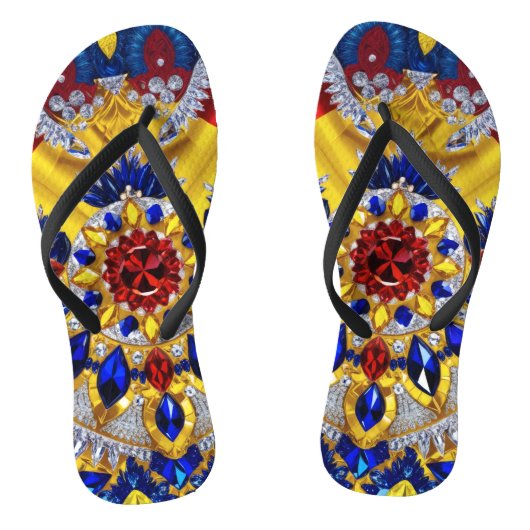 Volwassen slanke bandjes met Roemeense kleuren Teenslippers (Voetbed)