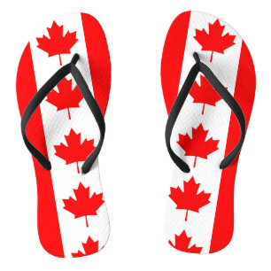 Volwassen slanke bandjes met vlag van Canada Teenslippers