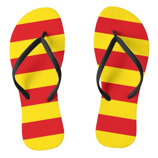 Volwassen slanke bandjes met vlag van Catalonië Teenslippers (Voetbed)