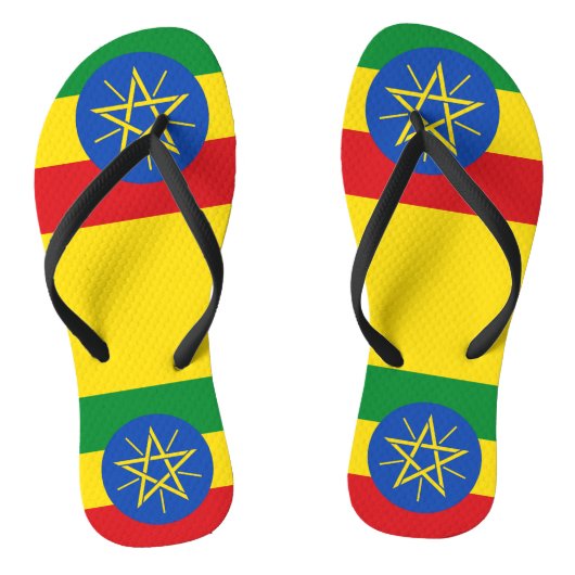 Volwassen slanke bandjes met vlag van Ethiopië Teenslippers (Voetbed)