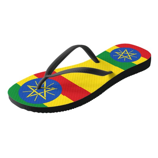 Volwassen slanke bandjes met vlag van Ethiopië Teenslippers (Schuin)