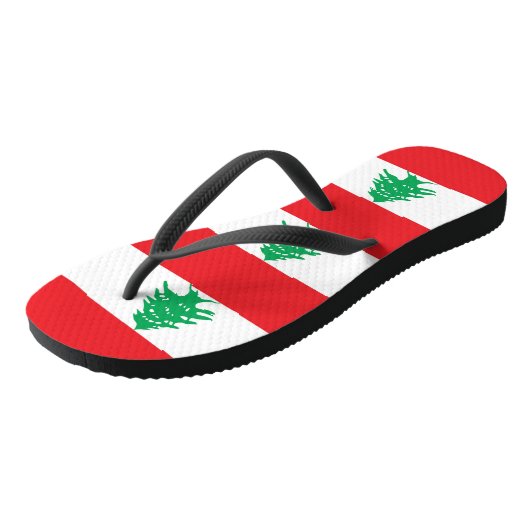 Volwassen slanke bandjes met vlag van Libanon Teenslippers (Schuin)