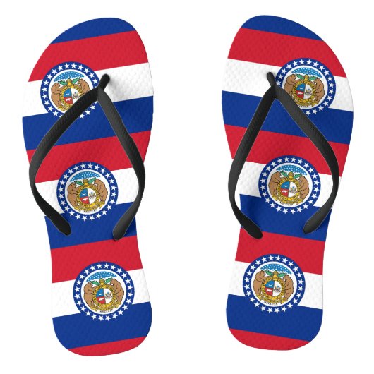 Volwassen slanke bandjes met vlag van Missouri, US Teenslippers (Voetbed)
