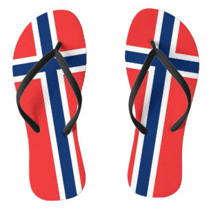 Volwassen slanke bandjes met vlag van Noorwegen Teenslippers