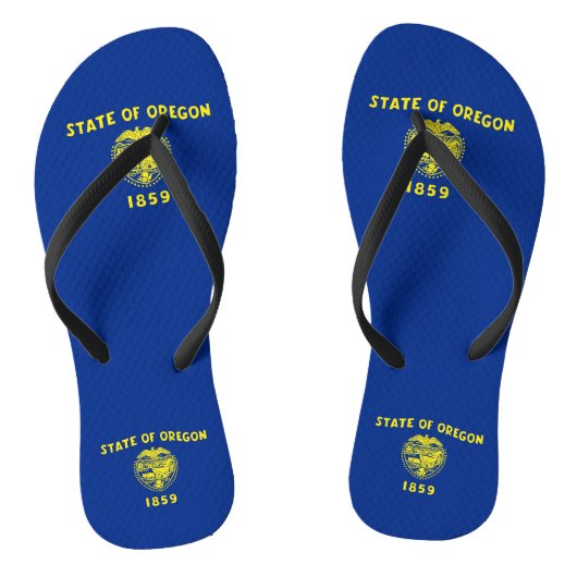 Volwassen slanke bandjes met vlag van Oregon, VS Teenslippers (Voetbed)