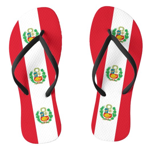 Volwassen slanke bandjes met vlag van Peru Teenslippers (Voetbed)