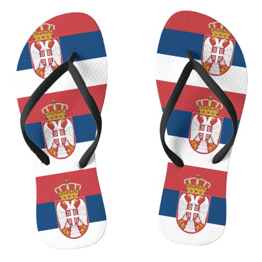 Volwassen slanke bandjes met vlag van Servië Teenslippers (Voetbed)