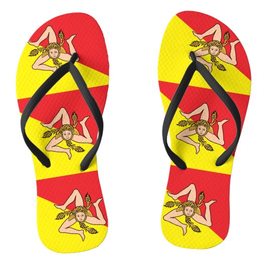Volwassen slanke bandjes met vlag van Sicilië, Ita Teenslippers (Voetbed)